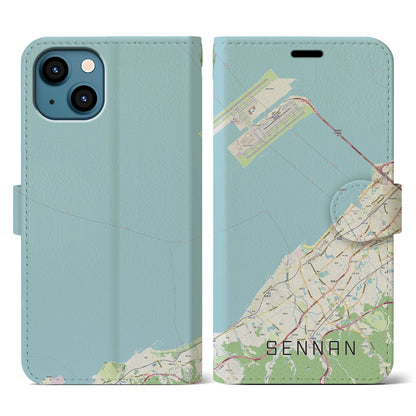 【泉南（大阪府）】地図柄iPhoneケース（手帳タイプ）ナチュラル・iPhone 13 用