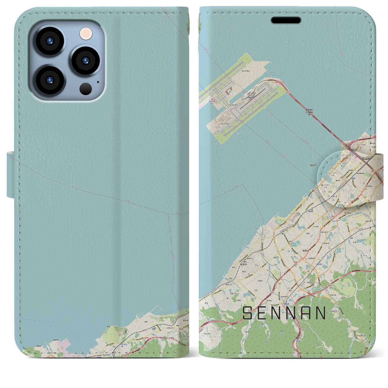 【泉南（大阪府）】地図柄iPhoneケース（手帳タイプ）ナチュラル・iPhone 13 Pro Max 用