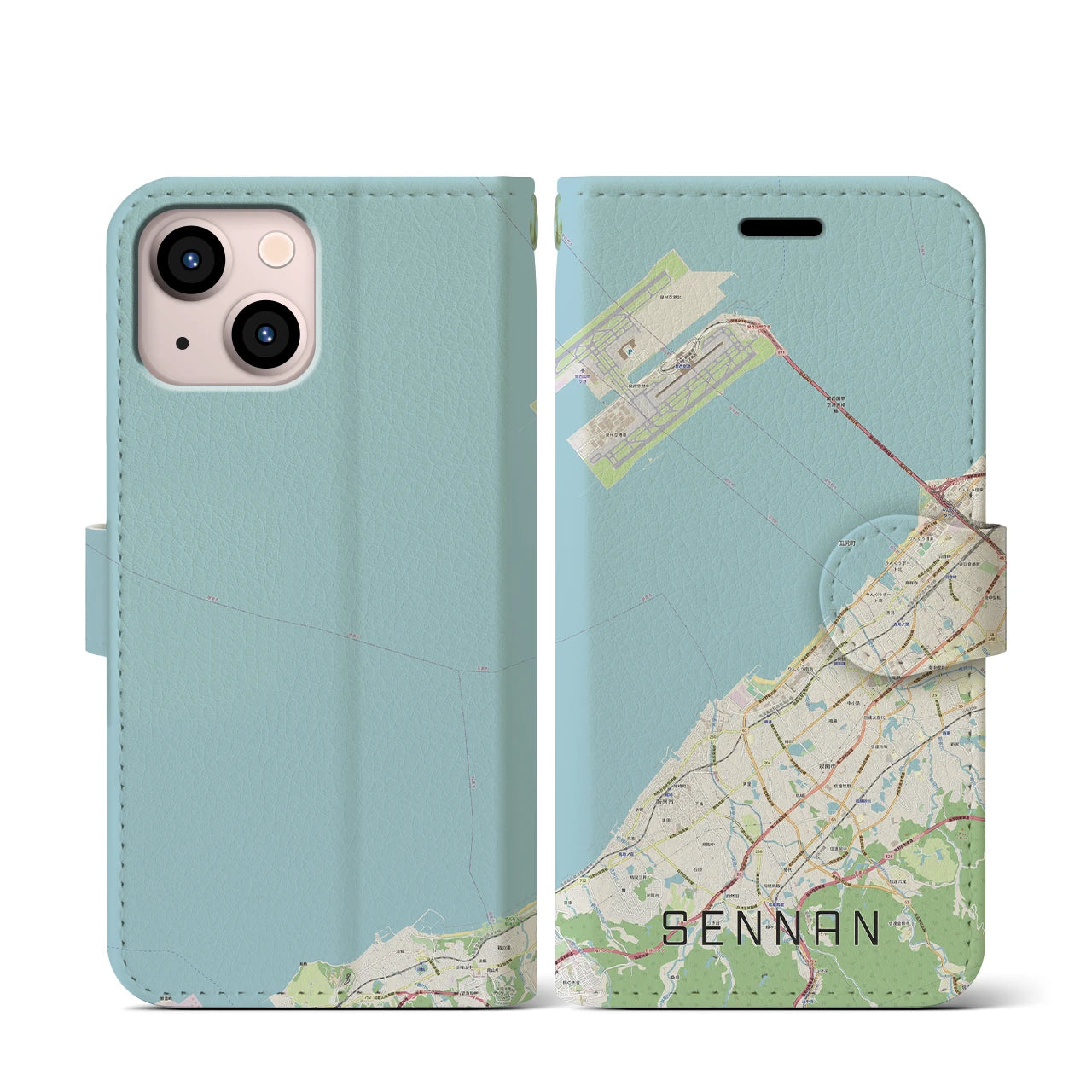 【泉南（大阪府）】地図柄iPhoneケース（手帳タイプ）ナチュラル・iPhone 13 mini 用
