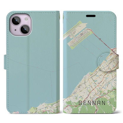 【泉南（大阪府）】地図柄iPhoneケース（手帳タイプ）ナチュラル・iPhone 14 用