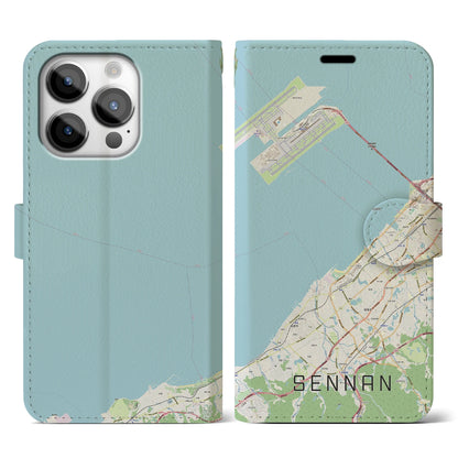 【泉南（大阪府）】地図柄iPhoneケース（手帳タイプ）ナチュラル・iPhone 14 Pro 用