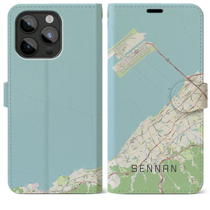 【泉南（大阪府）】地図柄iPhoneケース（手帳タイプ）ナチュラル・iPhone 15 Pro Max 用