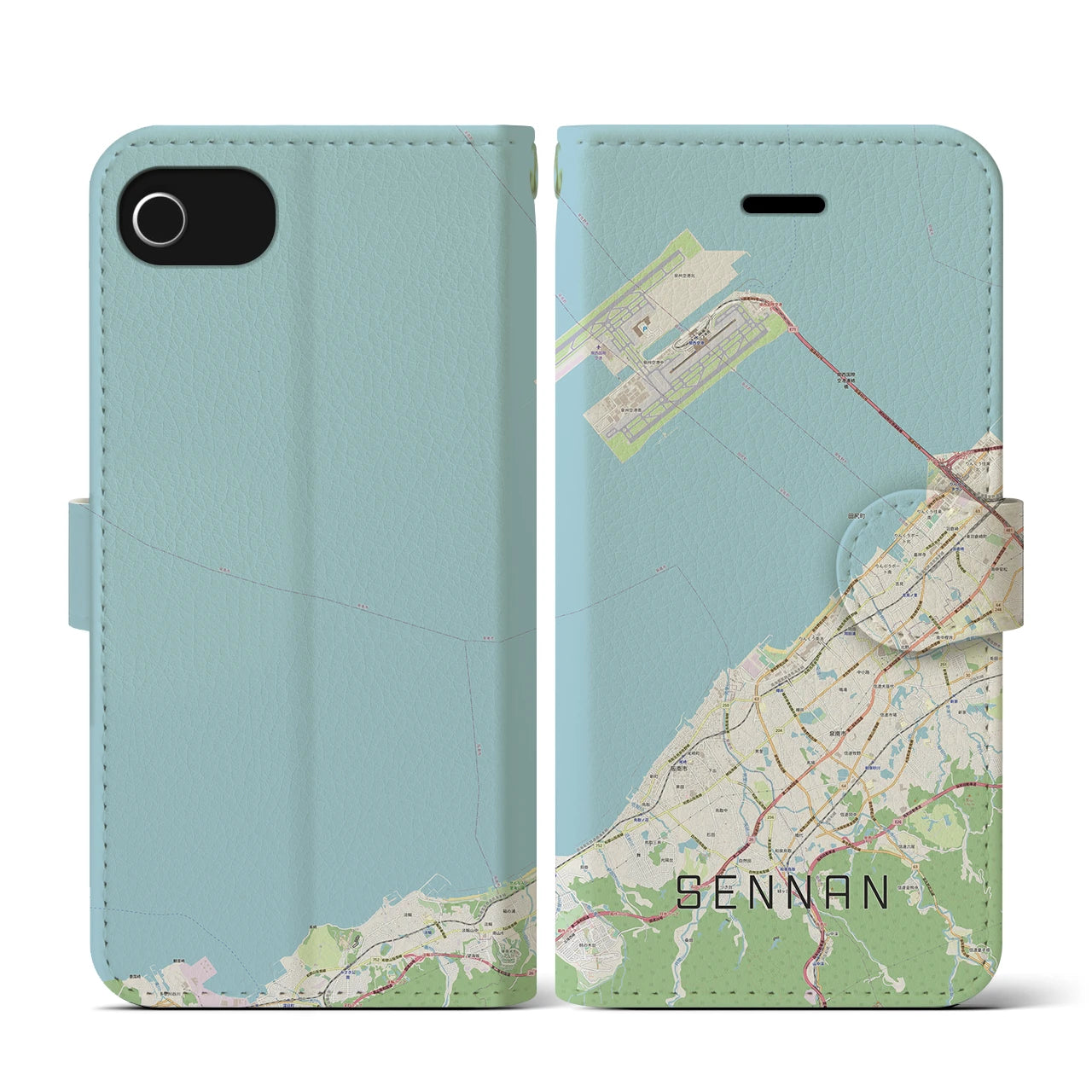 【泉南（大阪府）】地図柄iPhoneケース（手帳タイプ）ナチュラル・iPhone SE（第3 / 第2世代） / 8 / 7 / 6s / 6 用