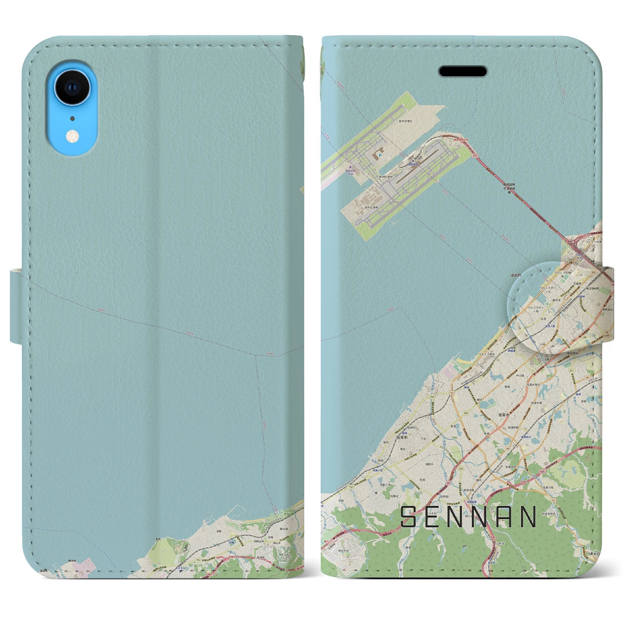 【泉南（大阪府）】地図柄iPhoneケース（手帳タイプ）ナチュラル・iPhone XR 用