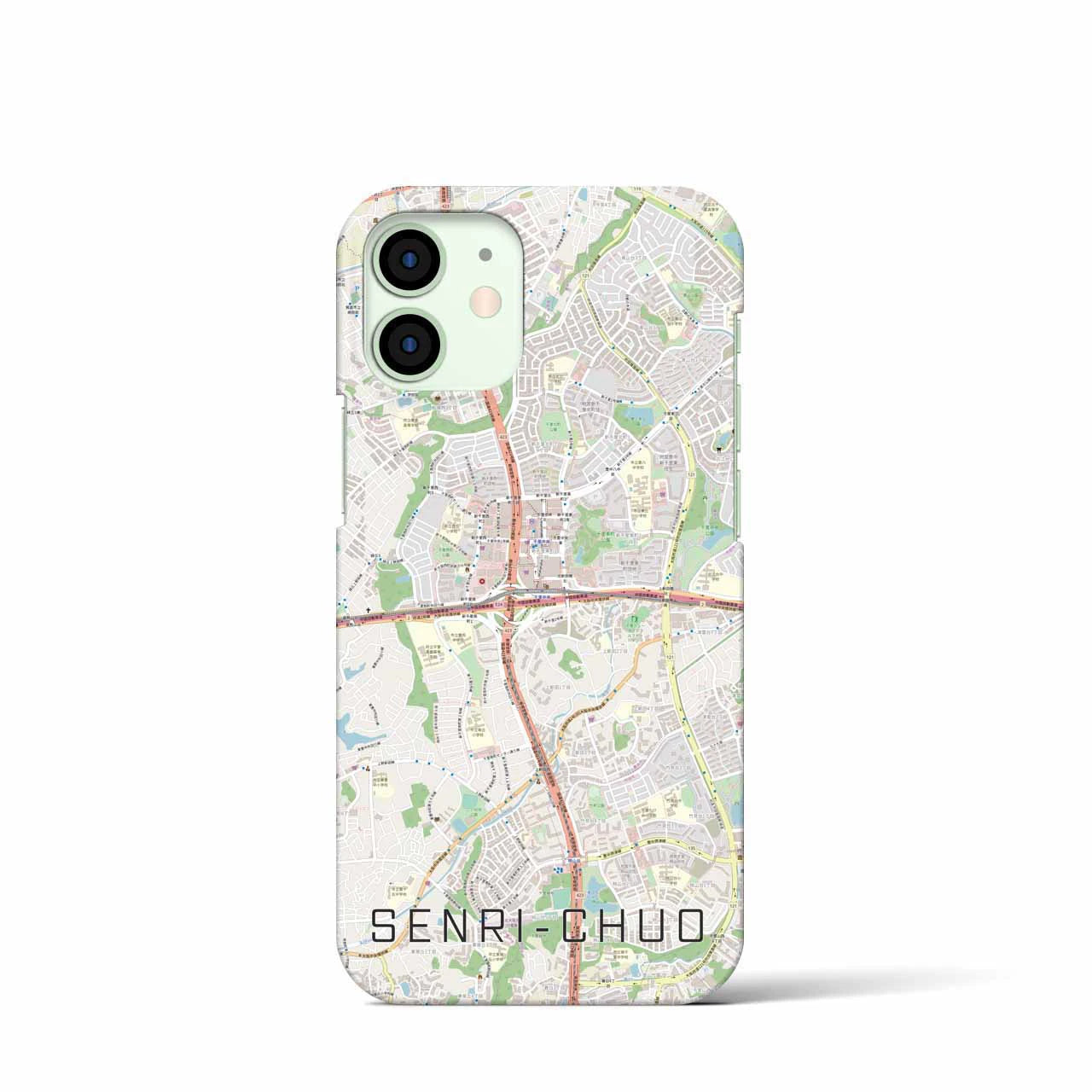 【千里中央】地図柄iPhoneケース（バックカバータイプ・ナチュラル）iPhone 12 mini 用