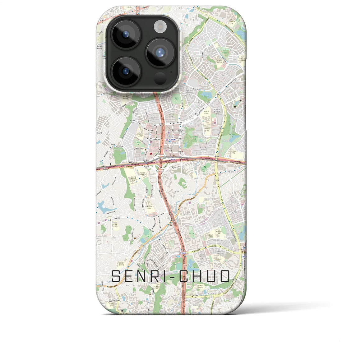 【千里中央】地図柄iPhoneケース（バックカバータイプ・ナチュラル）iPhone 15 Pro Max 用