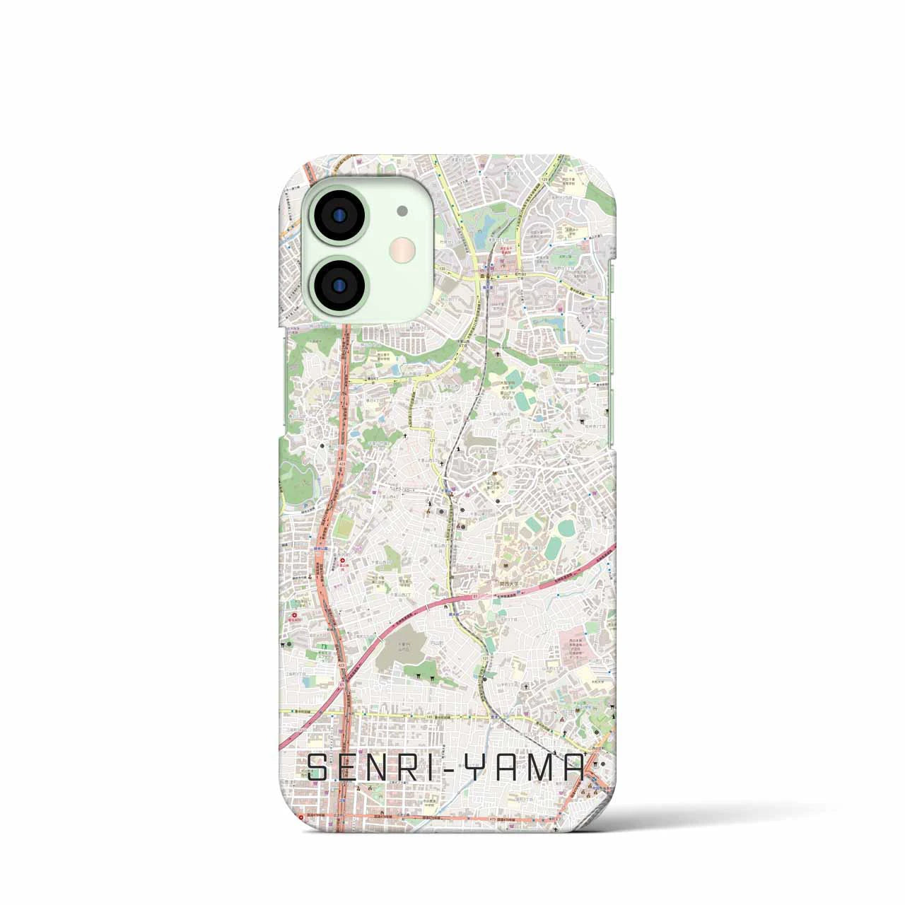 【千里山】地図柄iPhoneケース（バックカバータイプ・ナチュラル）iPhone 12 mini 用