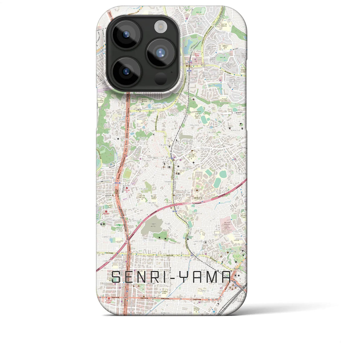 【千里山】地図柄iPhoneケース（バックカバータイプ・ナチュラル）iPhone 15 Pro Max 用