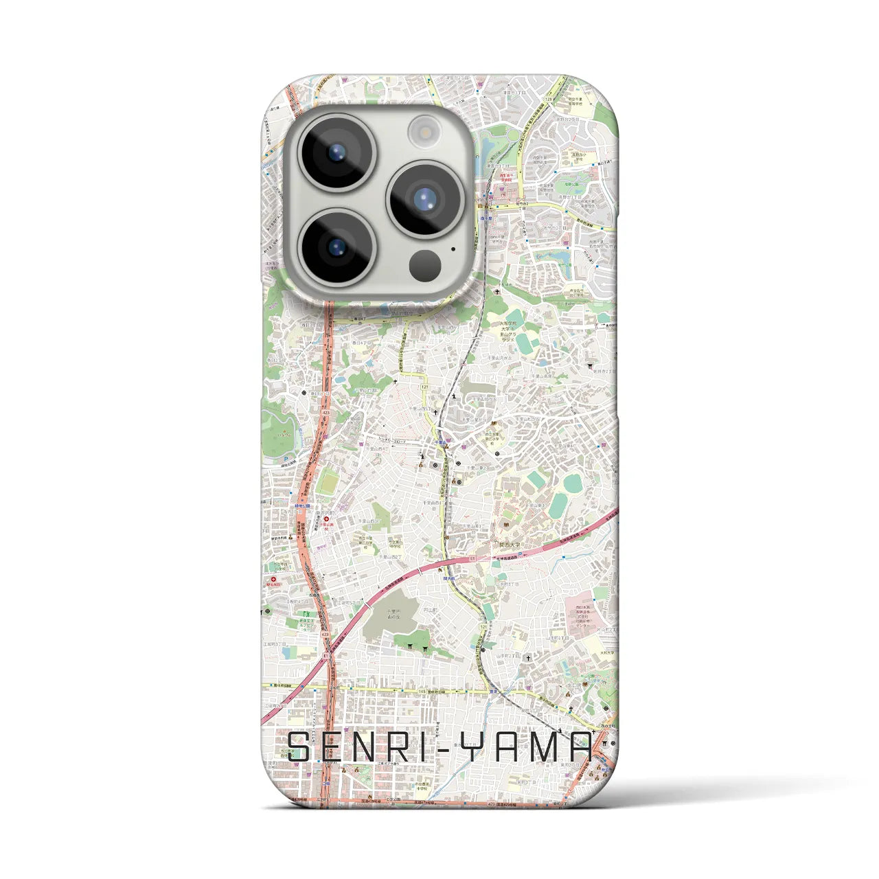 【千里山】地図柄iPhoneケース（バックカバータイプ・ナチュラル）iPhone 15 Pro 用