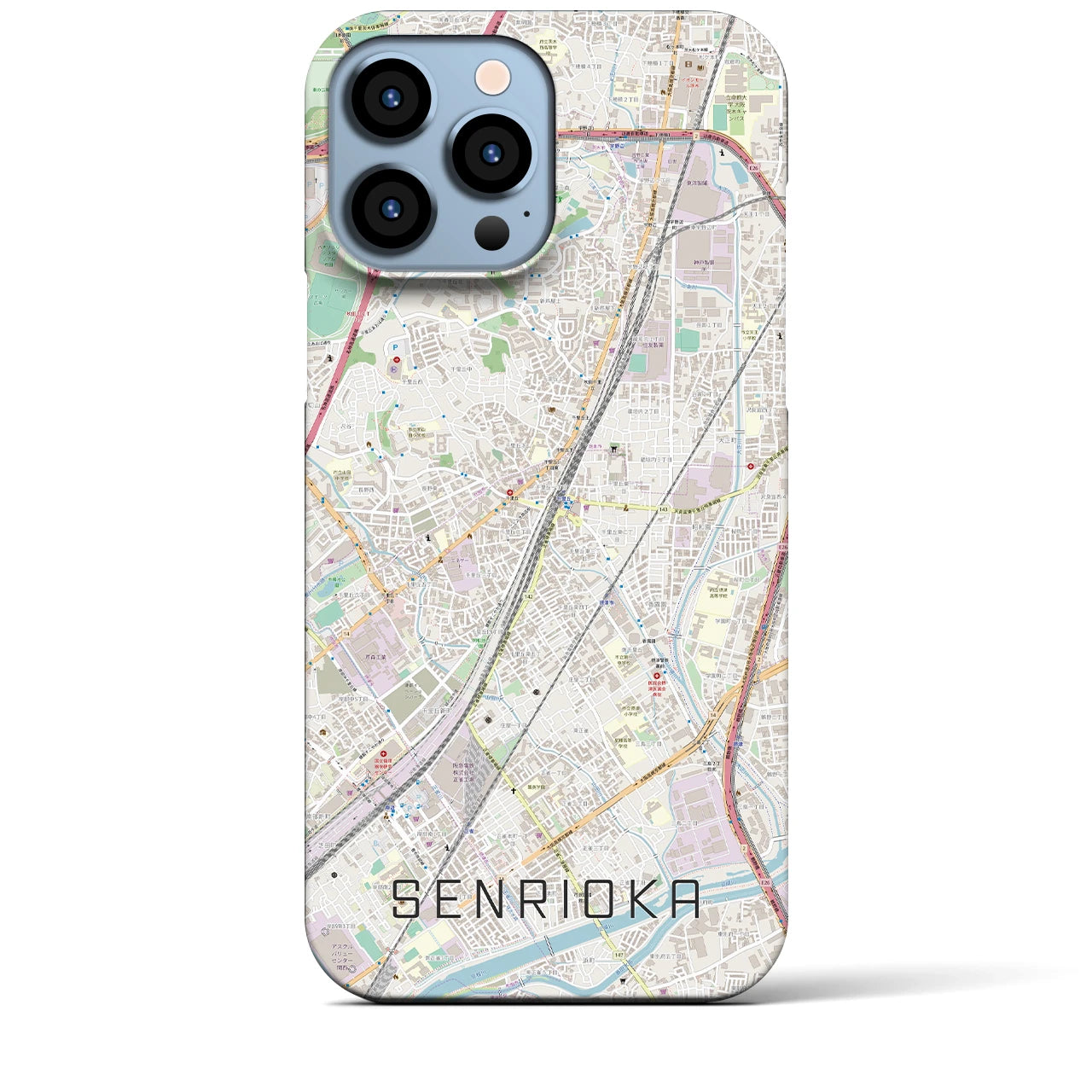 【千里丘】地図柄iPhoneケース（バックカバータイプ・ナチュラル）iPhone 13 Pro Max 用
