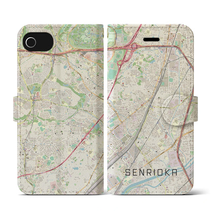 【千里丘（大阪府）】地図柄iPhoneケース（手帳タイプ）ナチュラル・iPhone SE（第3 / 第2世代） / 8 / 7 / 6s / 6 用