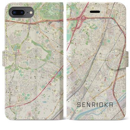 【千里丘（大阪府）】地図柄iPhoneケース（手帳タイプ）ナチュラル・iPhone 8Plus /7Plus / 6sPlus / 6Plus 用