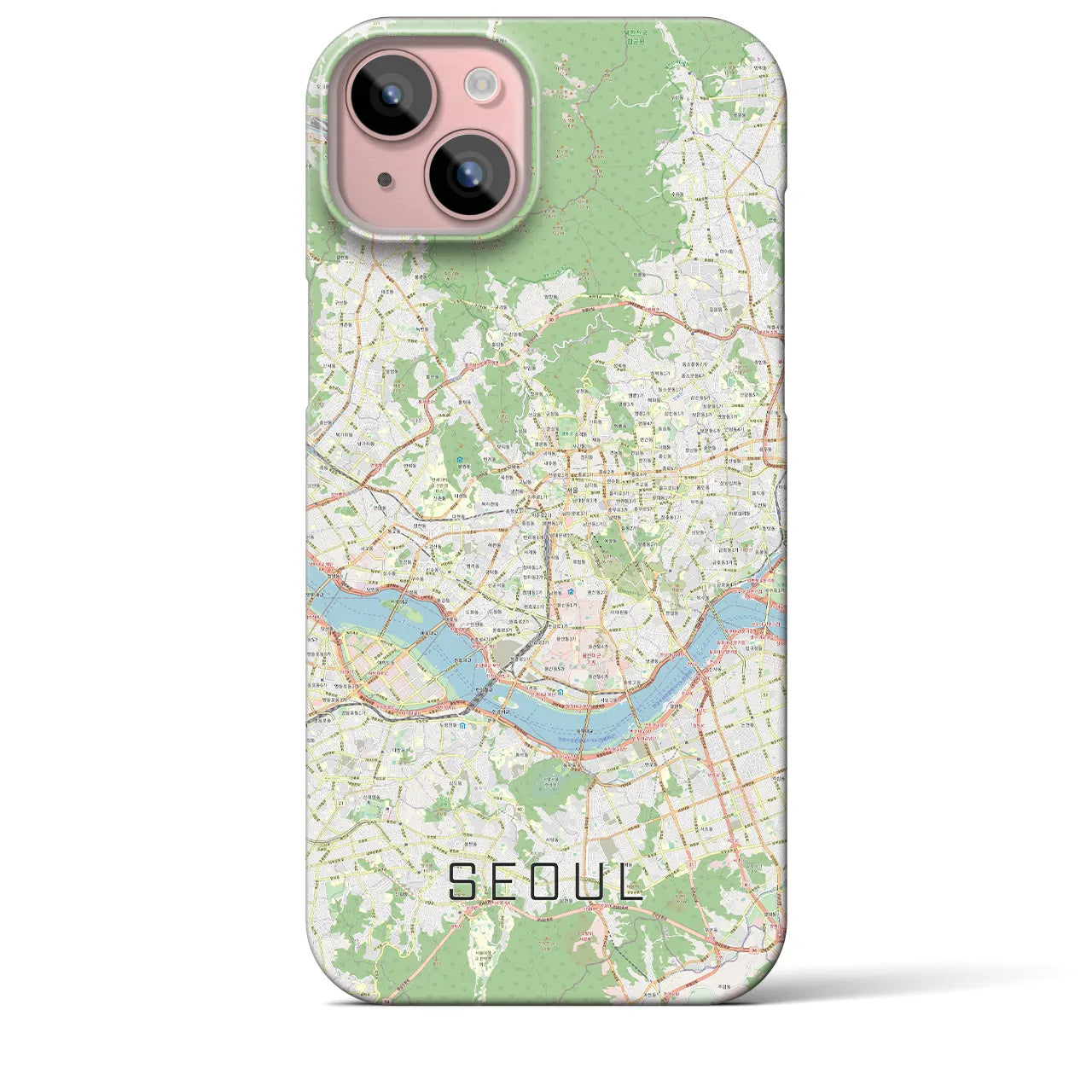 【ソウル】地図柄iPhoneケース（バックカバータイプ・ナチュラル）iPhone 15 Plus 用