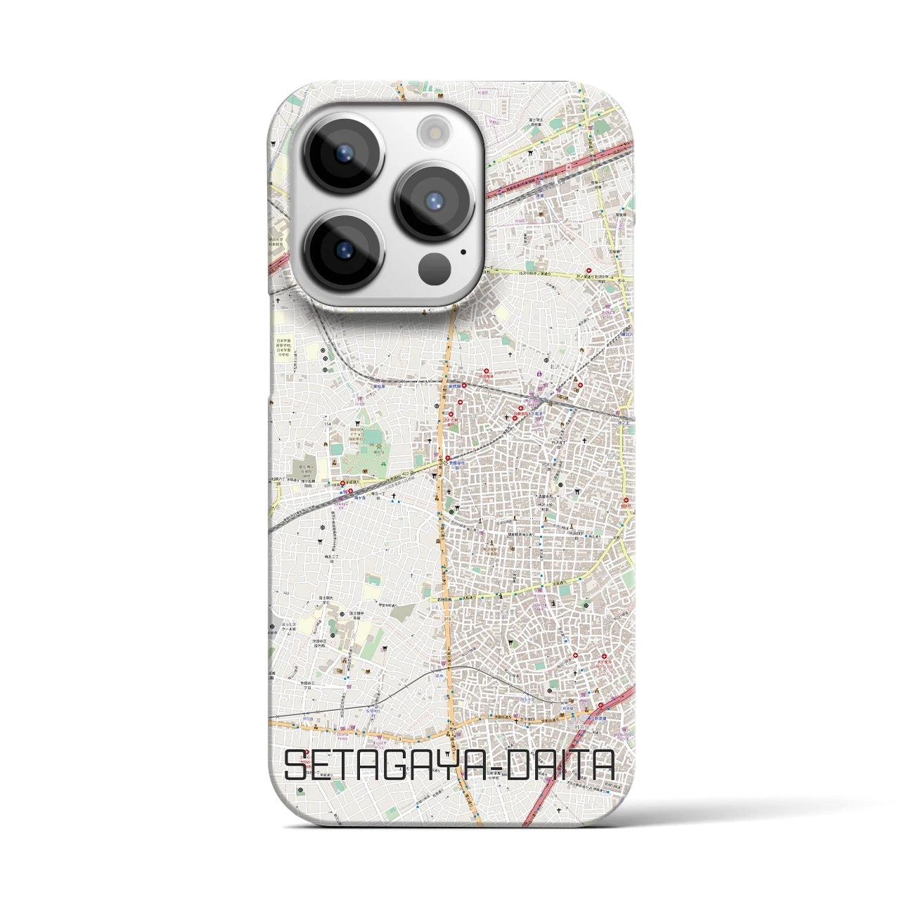 【世田谷代田】地図柄iPhoneケース（バックカバータイプ・ナチュラル）iPhone 14 Pro 用