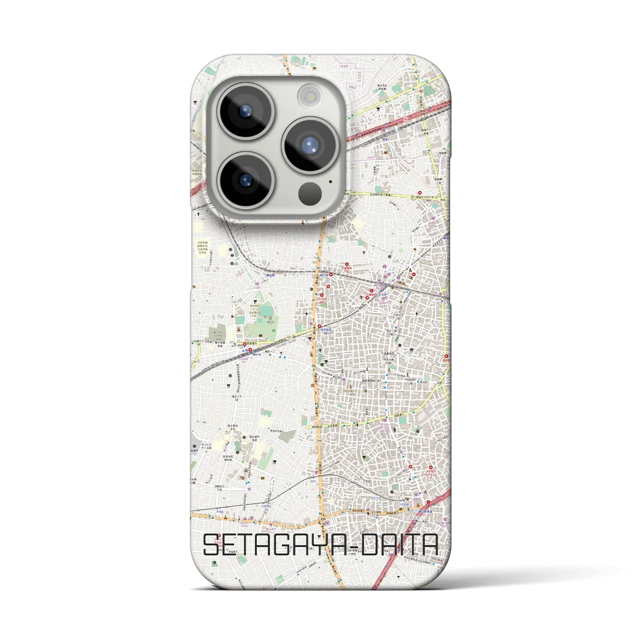 【世田谷代田】地図柄iPhoneケース（バックカバータイプ・ナチュラル）iPhone 15 Pro 用