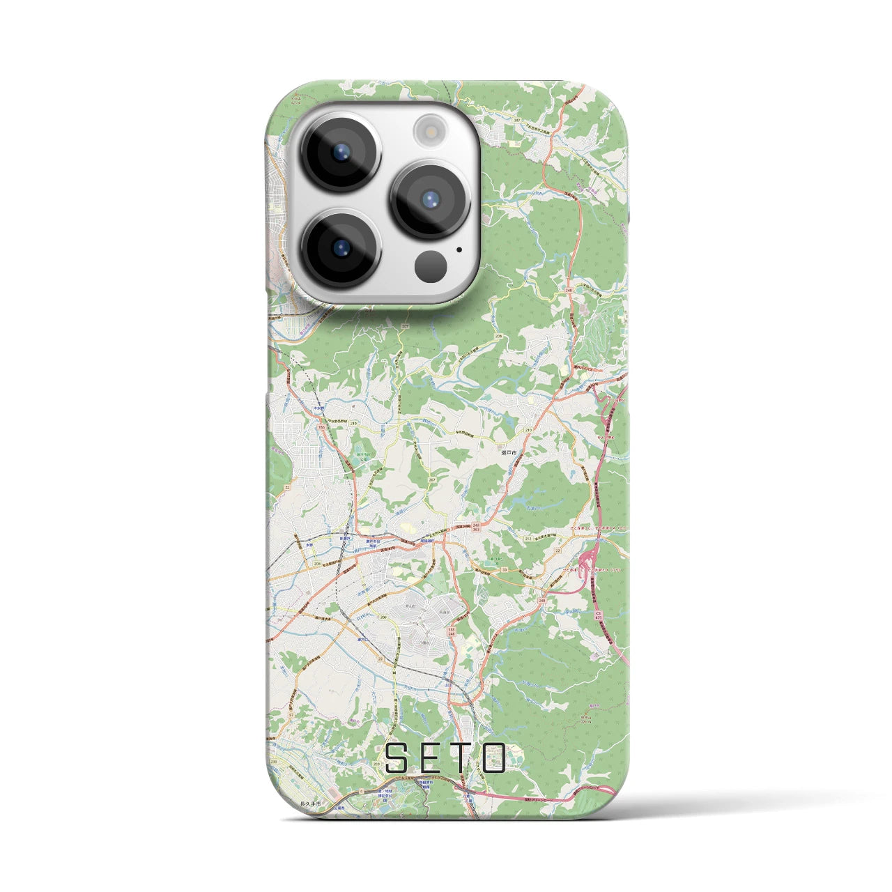 【瀬戸】地図柄iPhoneケース（バックカバータイプ・ナチュラル）iPhone 14 Pro 用