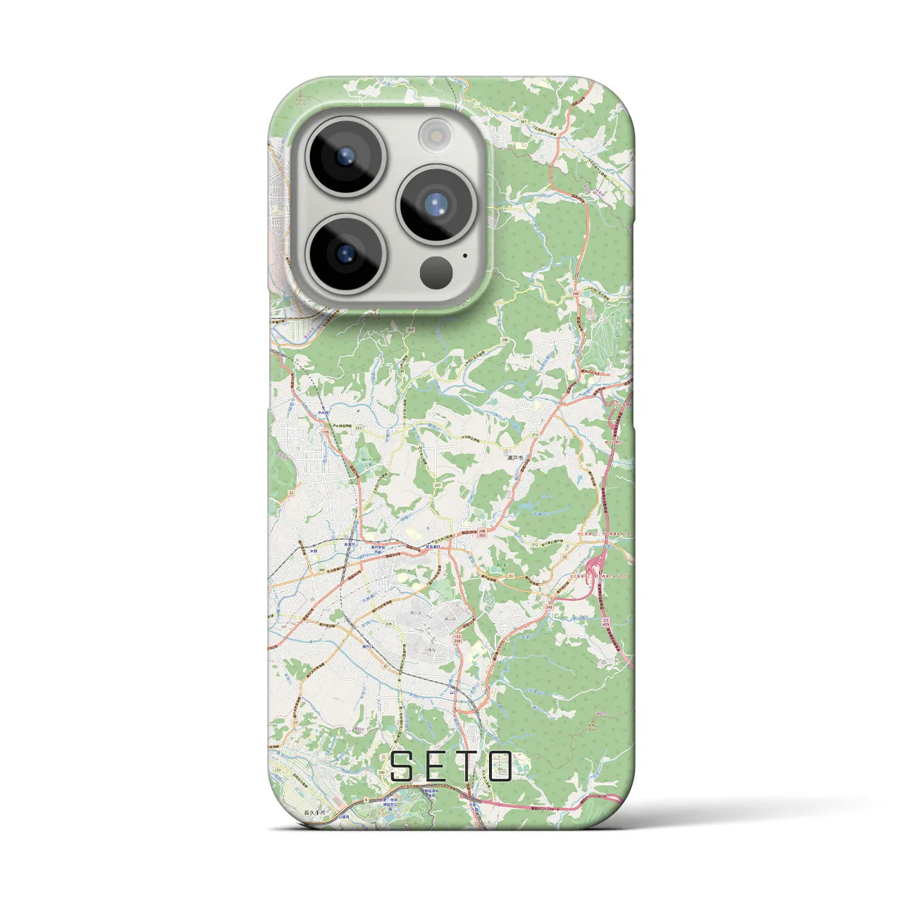 【瀬戸】地図柄iPhoneケース（バックカバータイプ・ナチュラル）iPhone 15 Pro 用