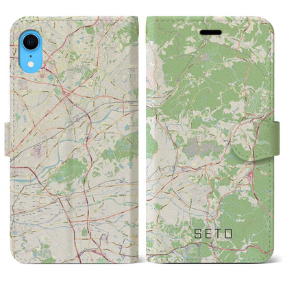 【瀬戸（愛知県）】地図柄iPhoneケース（手帳タイプ）ナチュラル・iPhone XR 用