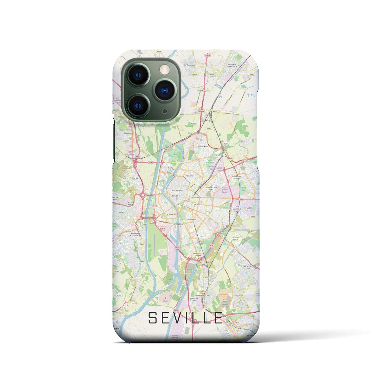 【セビリア】地図柄iPhoneケース（バックカバータイプ・ナチュラル）iPhone 11 Pro 用