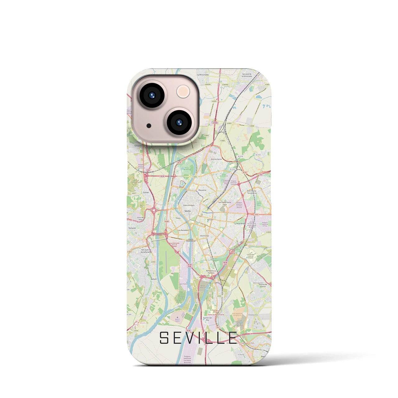 【セビリア】地図柄iPhoneケース（バックカバータイプ・ナチュラル）iPhone 13 mini 用