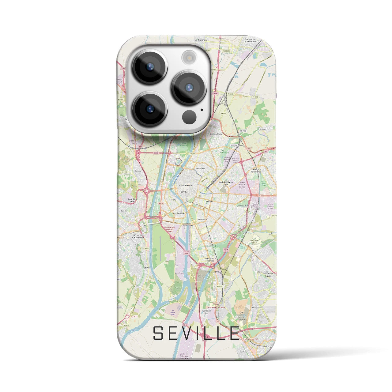 【セビリア】地図柄iPhoneケース（バックカバータイプ・ナチュラル）iPhone 14 Pro 用