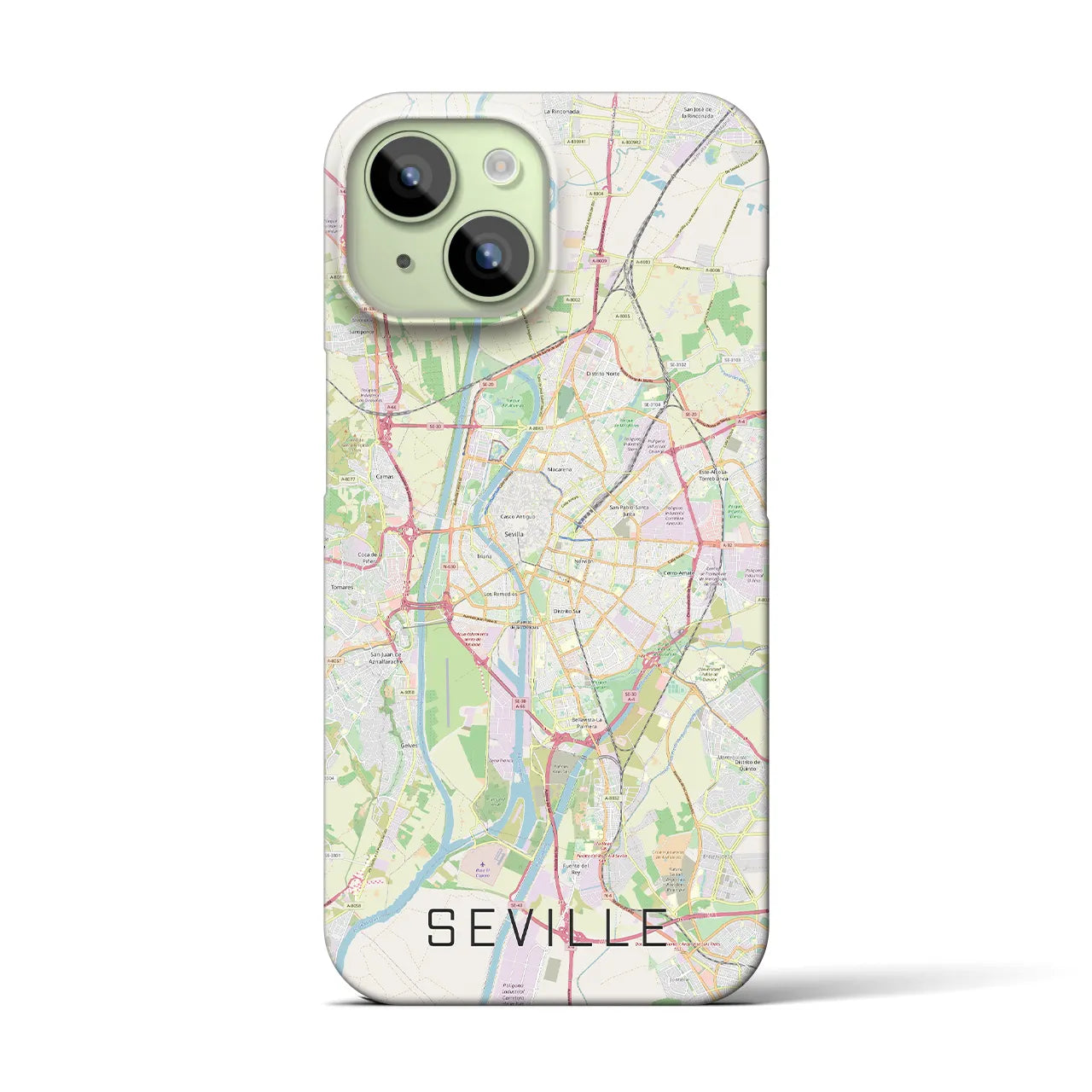 【セビリア】地図柄iPhoneケース（バックカバータイプ・ナチュラル）iPhone 15 用