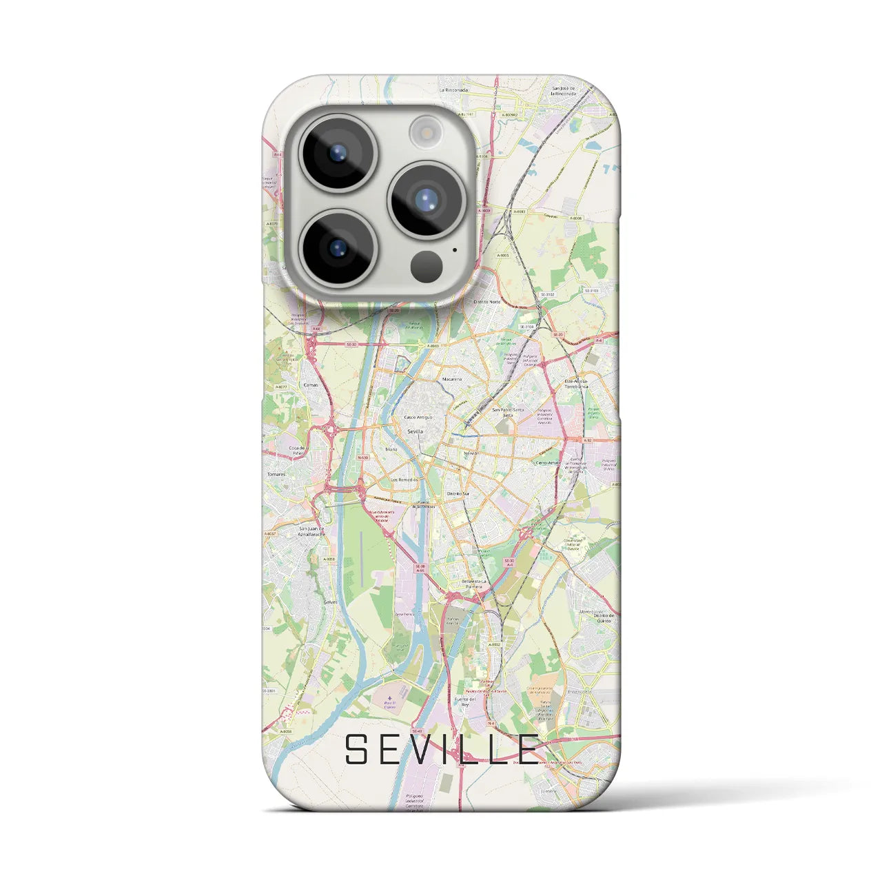 【セビリア】地図柄iPhoneケース（バックカバータイプ・ナチュラル）iPhone 15 Pro 用