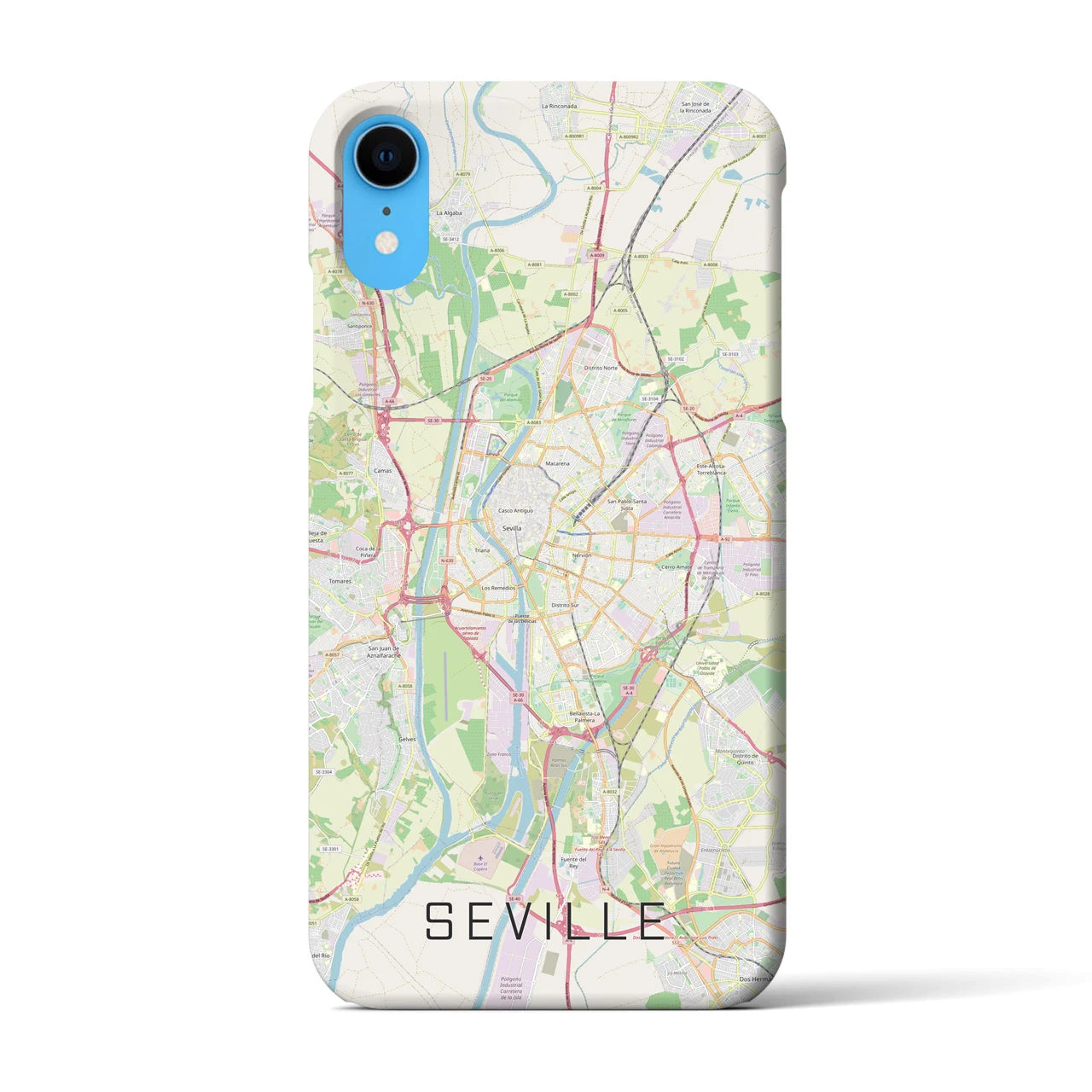 【セビリア】地図柄iPhoneケース（バックカバータイプ・ナチュラル）iPhone XR 用