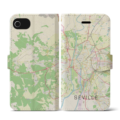 【セビリア（スペイン）】地図柄iPhoneケース（手帳タイプ）ナチュラル・iPhone SE（第3 / 第2世代） / 8 / 7 / 6s / 6 用