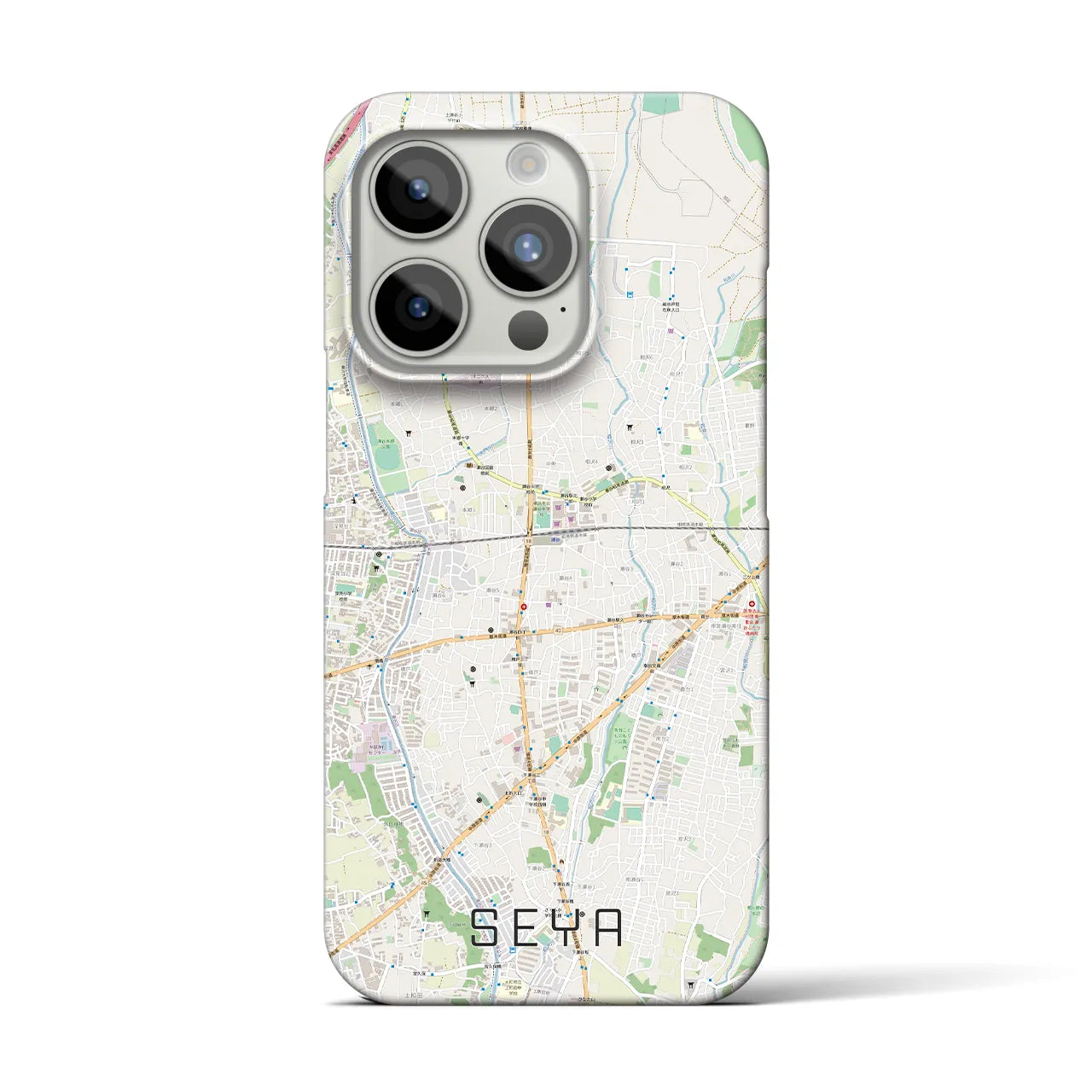 【瀬谷】地図柄iPhoneケース（バックカバータイプ・ナチュラル）iPhone 15 Pro 用