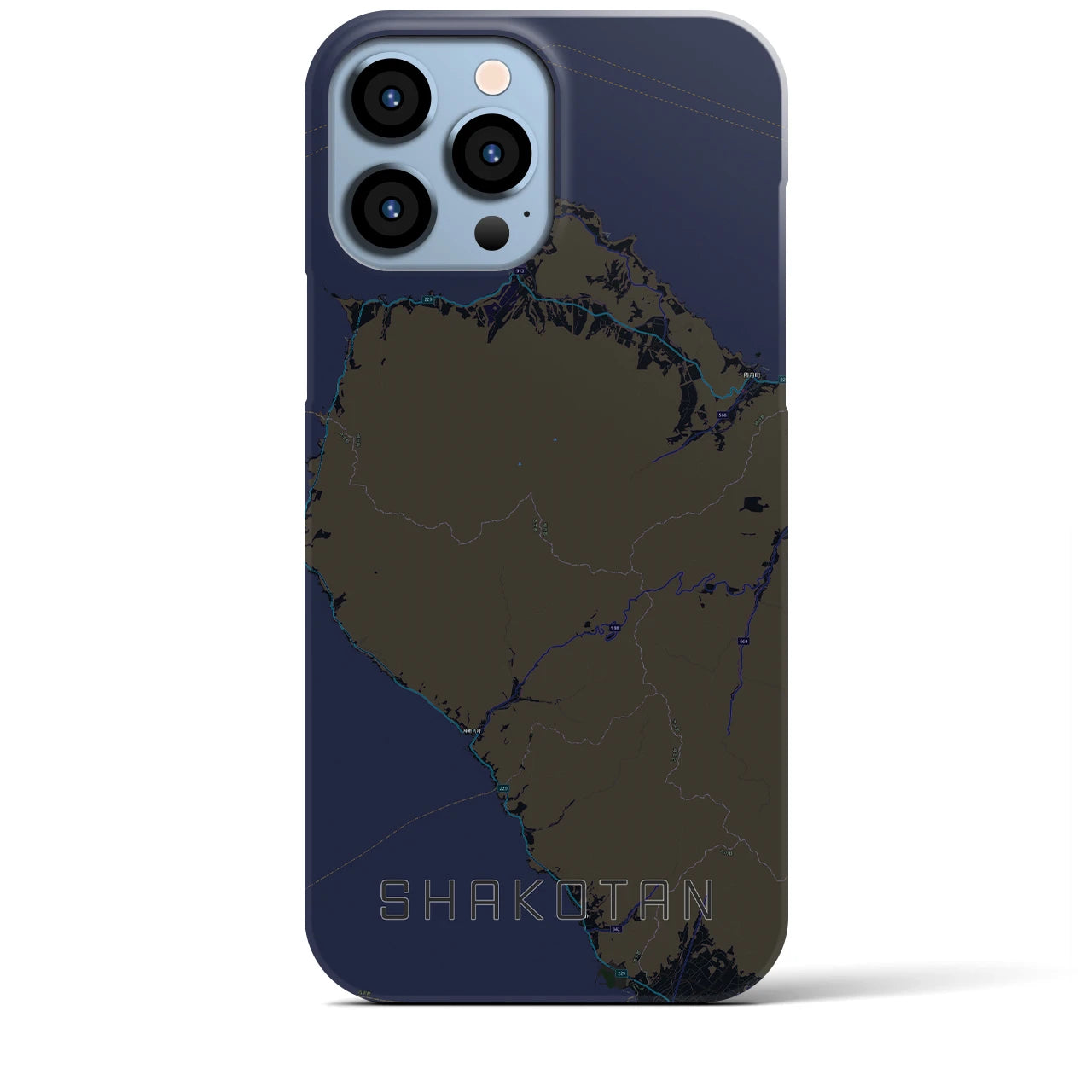 【積丹】地図柄iPhoneケース（バックカバータイプ・ブラック）iPhone 13 Pro Max 用