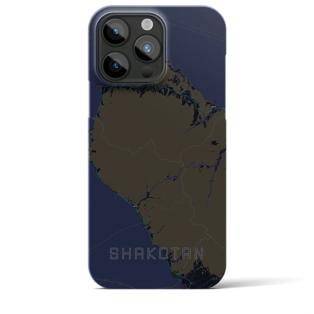【積丹】地図柄iPhoneケース（バックカバータイプ・ブラック）iPhone 15 Pro Max 用