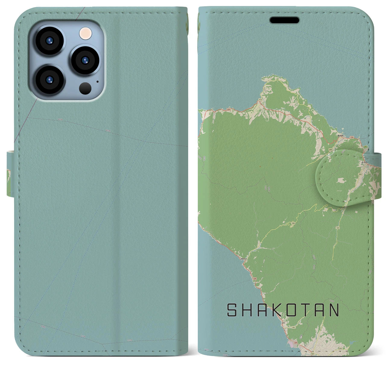 【積丹（北海道）】地図柄iPhoneケース（手帳タイプ）ナチュラル・iPhone 13 Pro Max 用