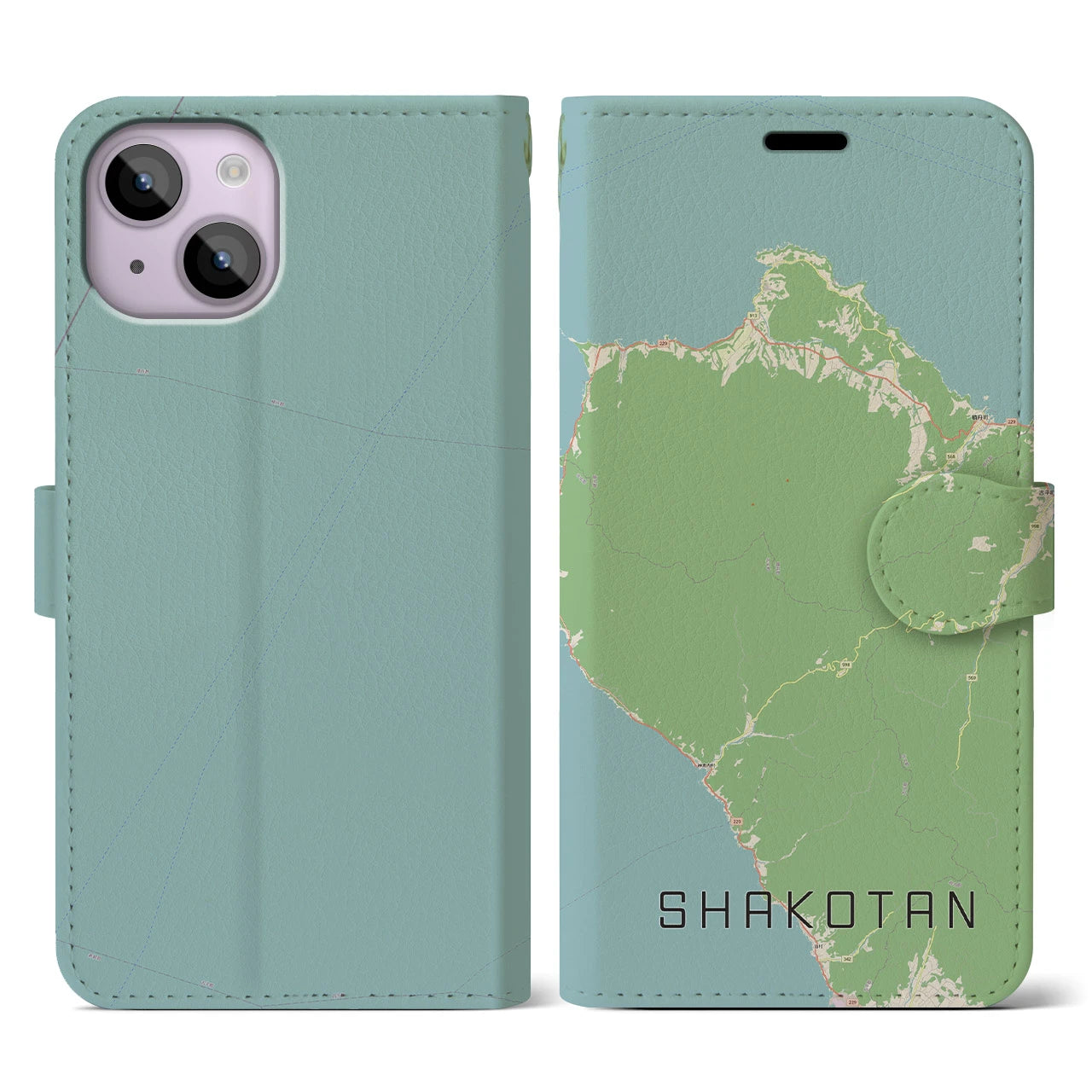 【積丹（北海道）】地図柄iPhoneケース（手帳タイプ）ナチュラル・iPhone 14 用