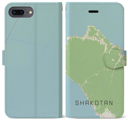 【積丹（北海道）】地図柄iPhoneケース（手帳タイプ）ナチュラル・iPhone 8Plus /7Plus / 6sPlus / 6Plus 用