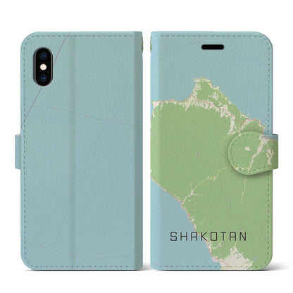 【積丹（北海道）】地図柄iPhoneケース（手帳タイプ）ナチュラル・iPhone XS / X 用