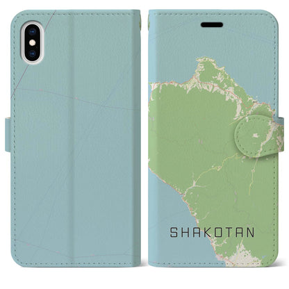 【積丹（北海道）】地図柄iPhoneケース（手帳タイプ）ナチュラル・iPhone XS Max 用