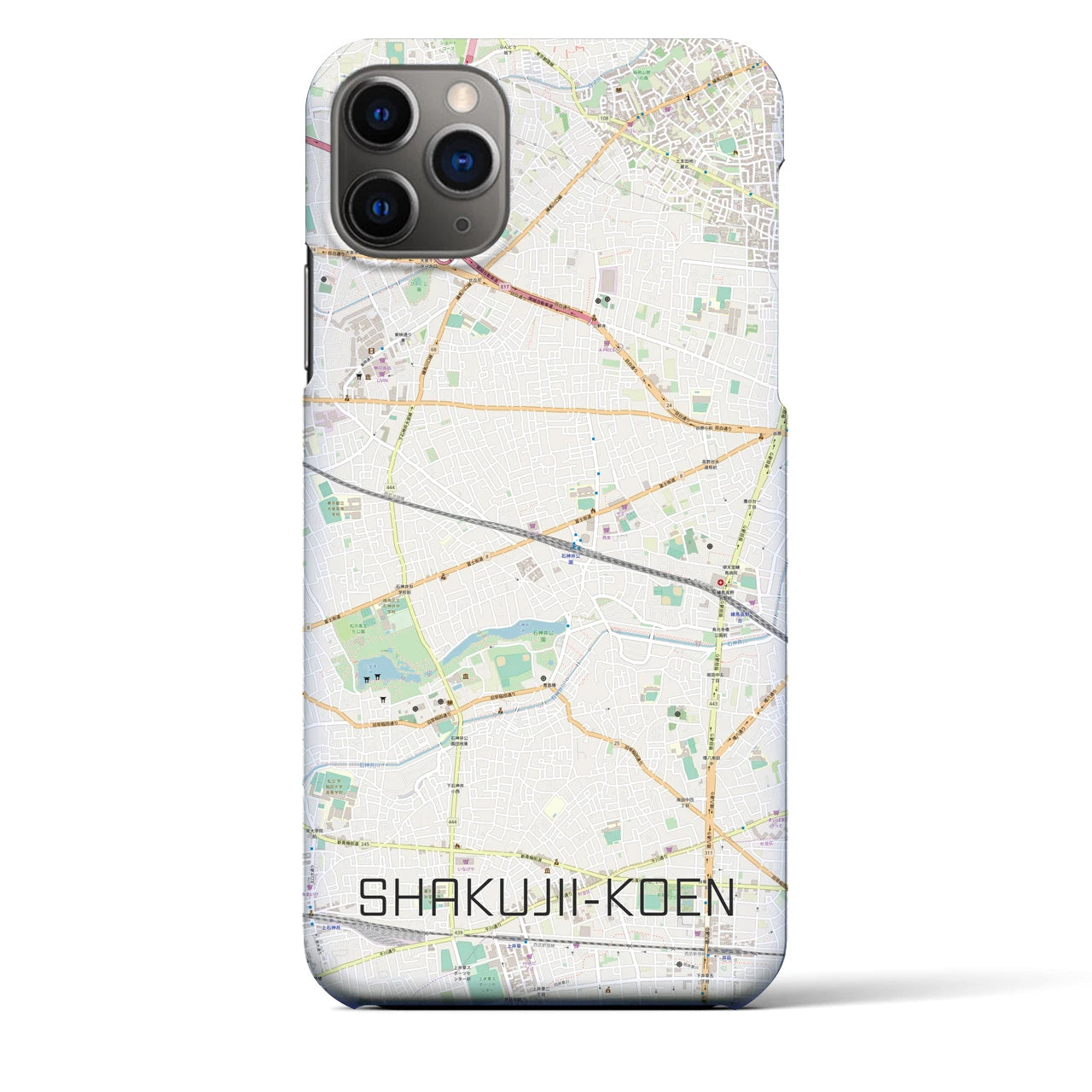 【石神井公園】地図柄iPhoneケース（バックカバータイプ・ナチュラル）iPhone 11 Pro Max 用