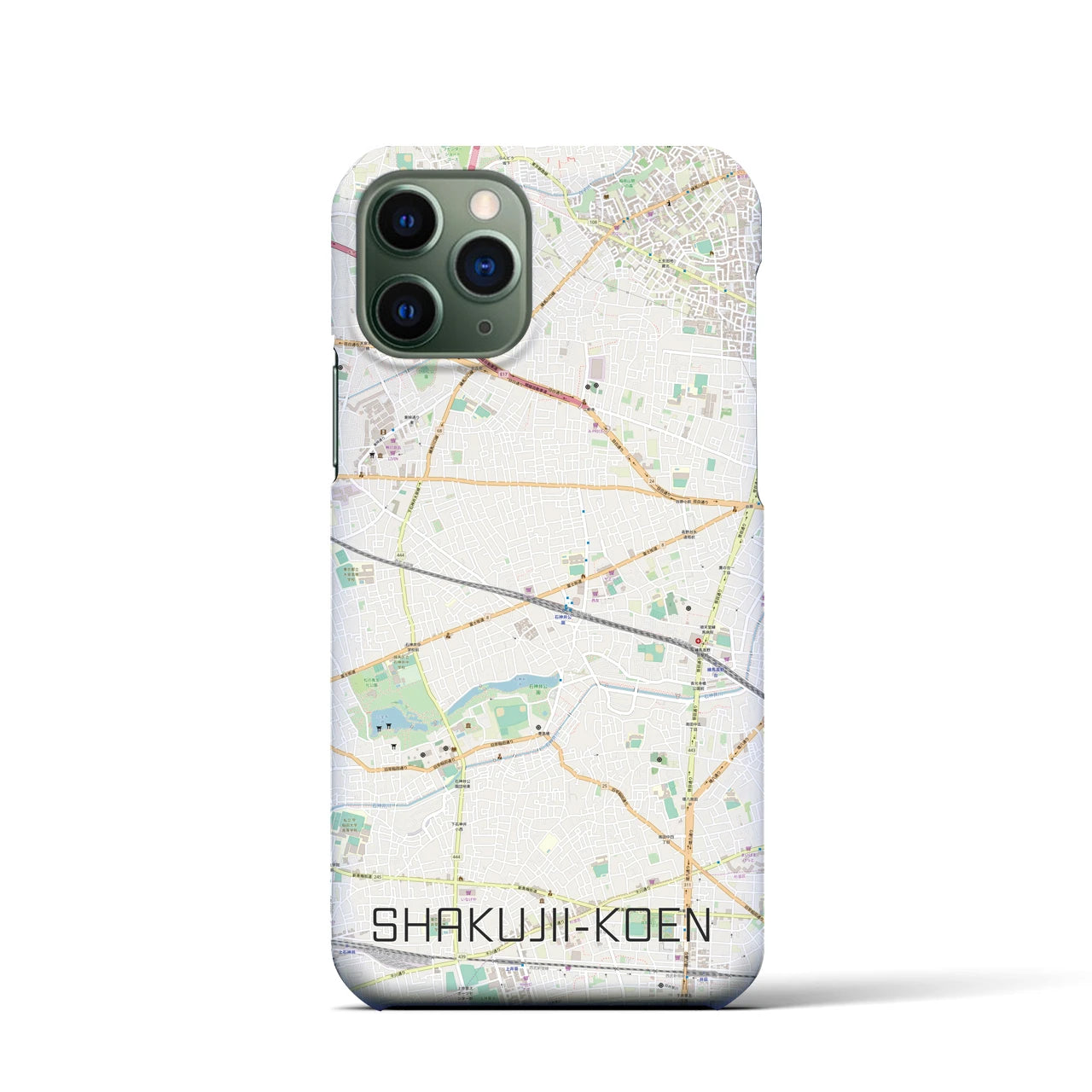 【石神井公園】地図柄iPhoneケース（バックカバータイプ・ナチュラル）iPhone 11 Pro 用