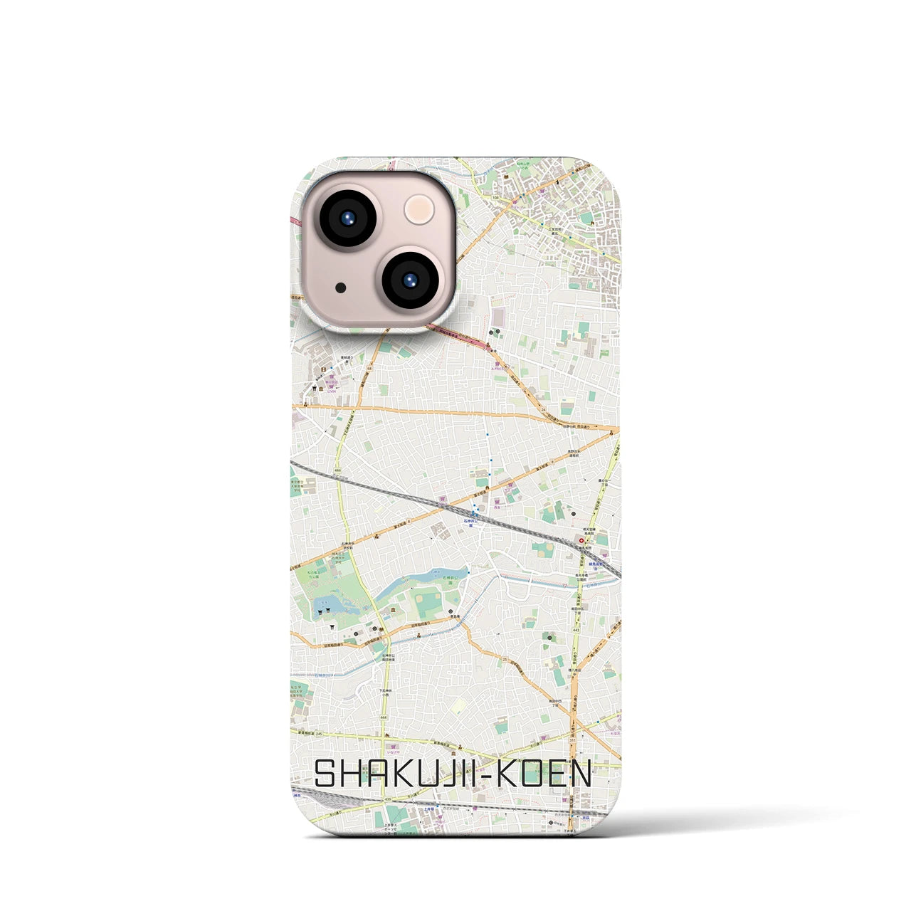 【石神井公園】地図柄iPhoneケース（バックカバータイプ・ナチュラル）iPhone 13 mini 用