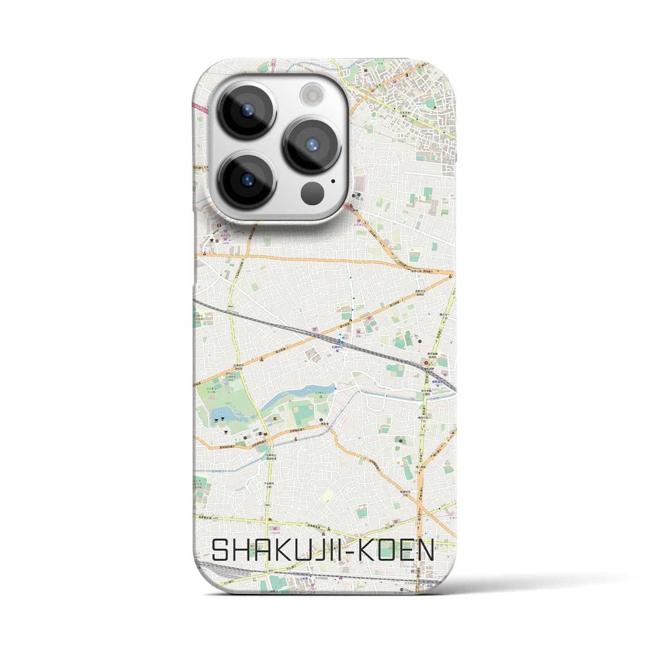 【石神井公園】地図柄iPhoneケース（バックカバータイプ・ナチュラル）iPhone 14 Pro 用