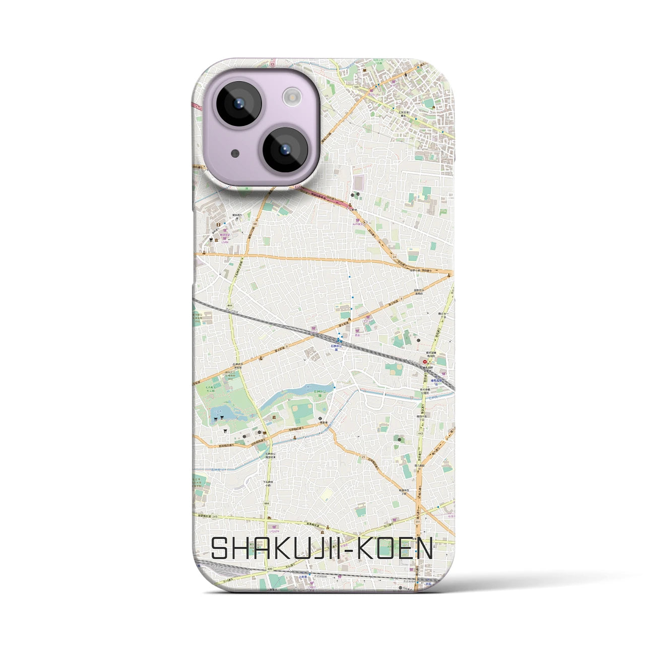 【石神井公園】地図柄iPhoneケース（バックカバータイプ・ナチュラル）iPhone 14 用