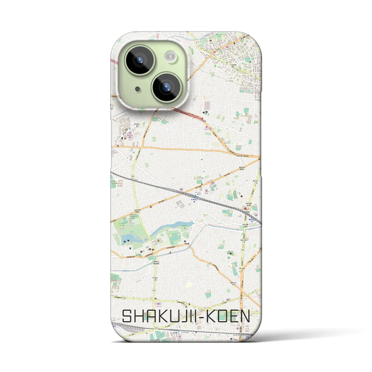 【石神井公園】地図柄iPhoneケース（バックカバータイプ・ナチュラル）iPhone 15 用