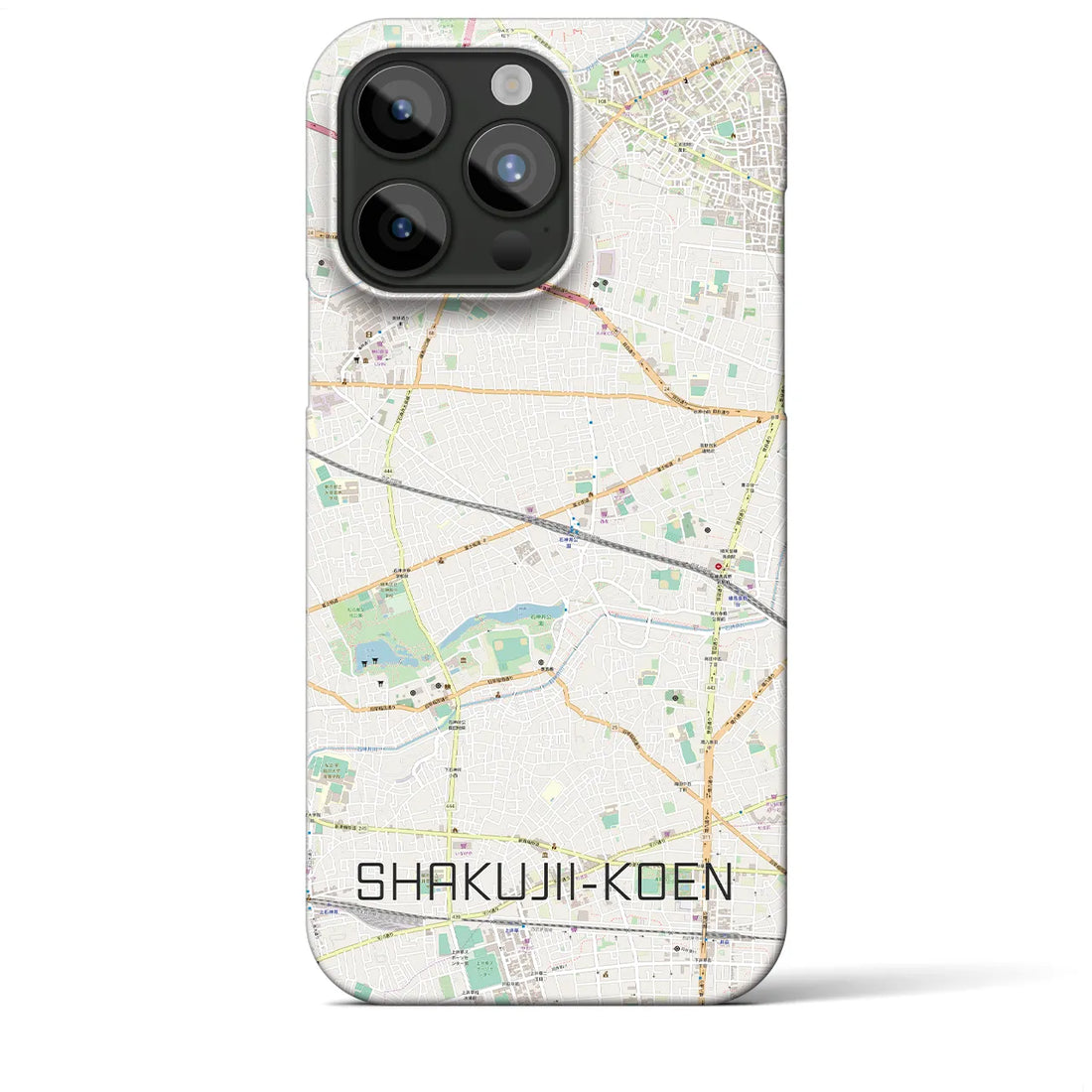 【石神井公園】地図柄iPhoneケース（バックカバータイプ・ナチュラル）iPhone 15 Pro Max 用