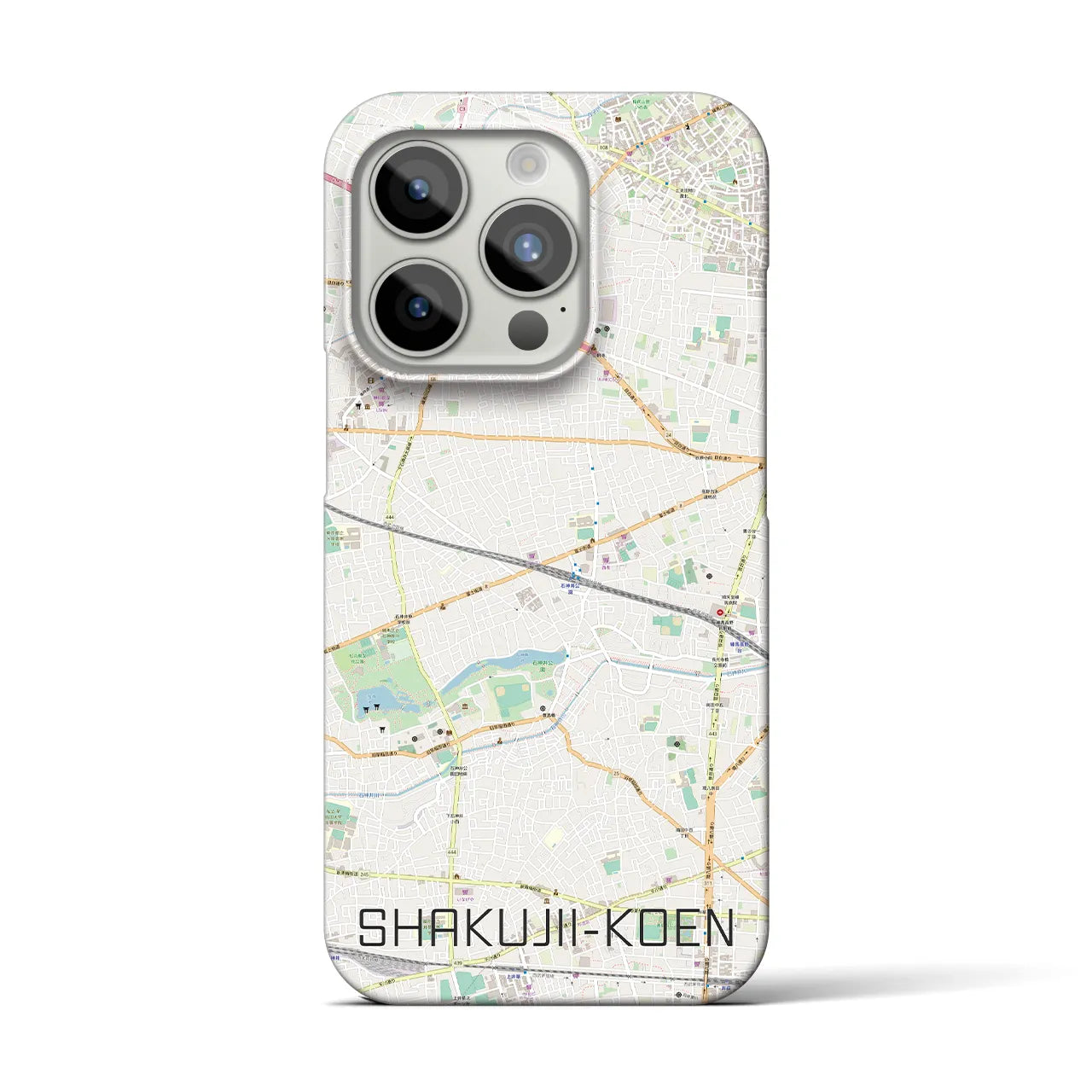 【石神井公園】地図柄iPhoneケース（バックカバータイプ・ナチュラル）iPhone 15 Pro 用