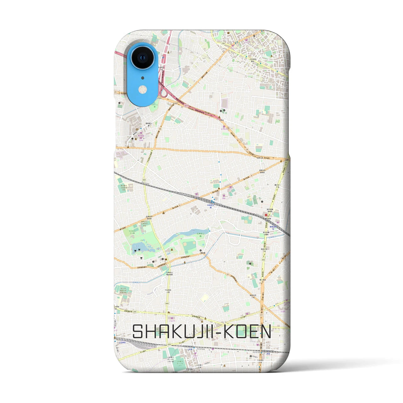 【石神井公園】地図柄iPhoneケース（バックカバータイプ・ナチュラル）iPhone XR 用