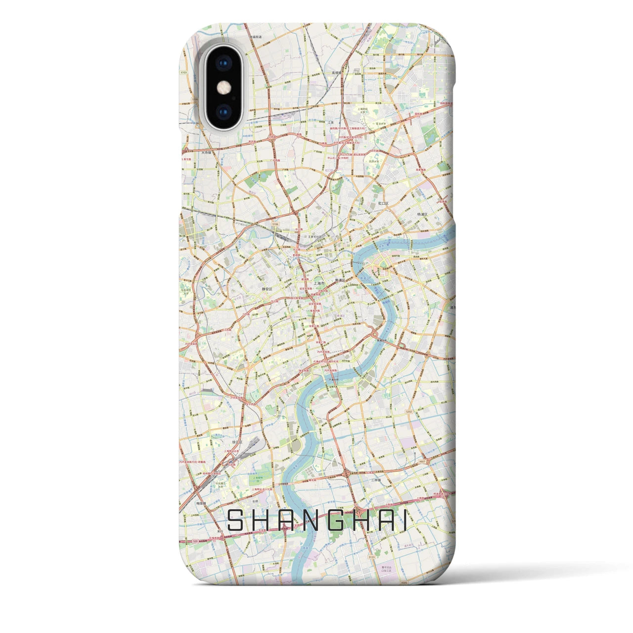 【上海】地図柄iPhoneケース（バックカバータイプ・ナチュラル）iPhone XS Max 用