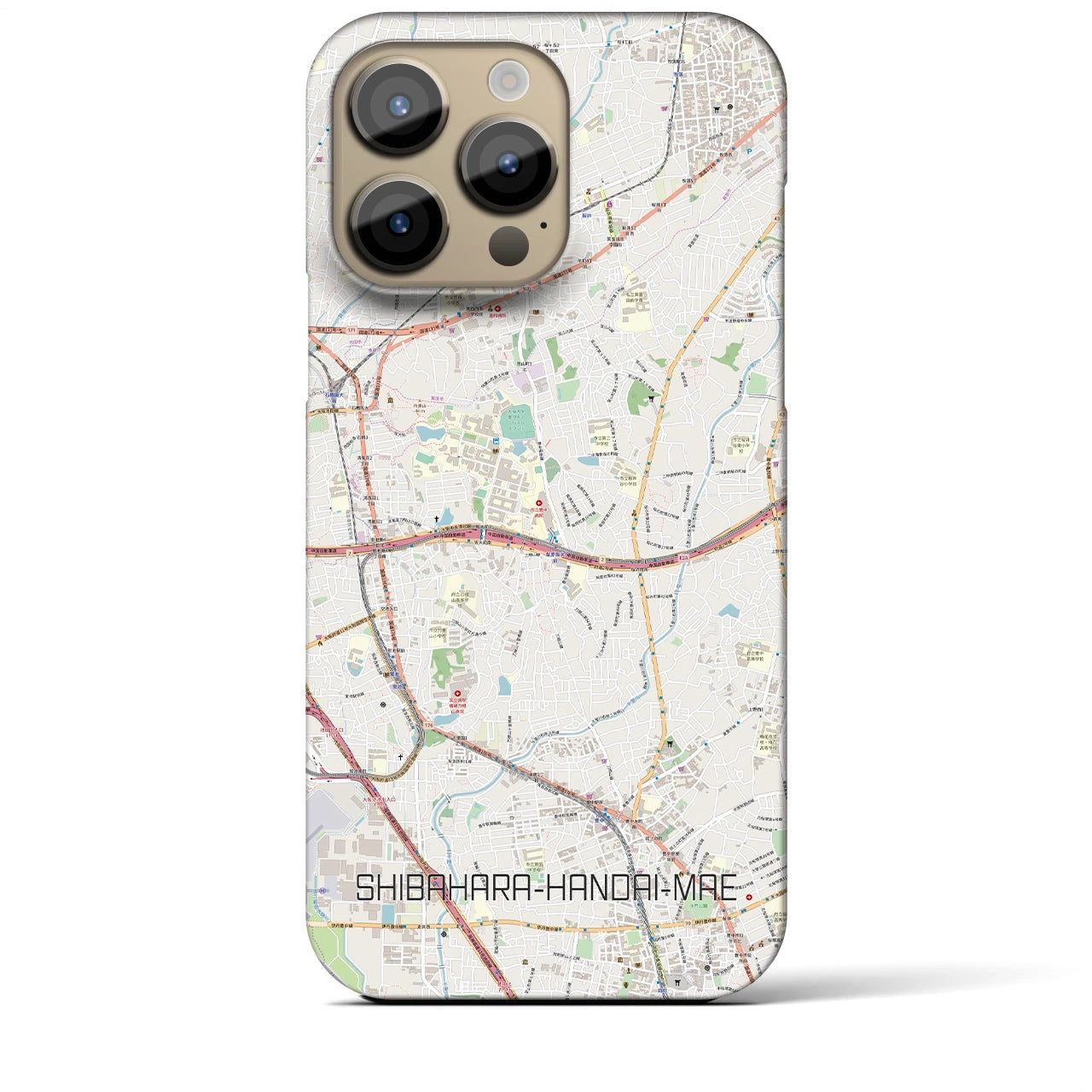 【柴原阪大前】地図柄iPhoneケース（バックカバータイプ・ナチュラル）iPhone 14 Pro Max 用