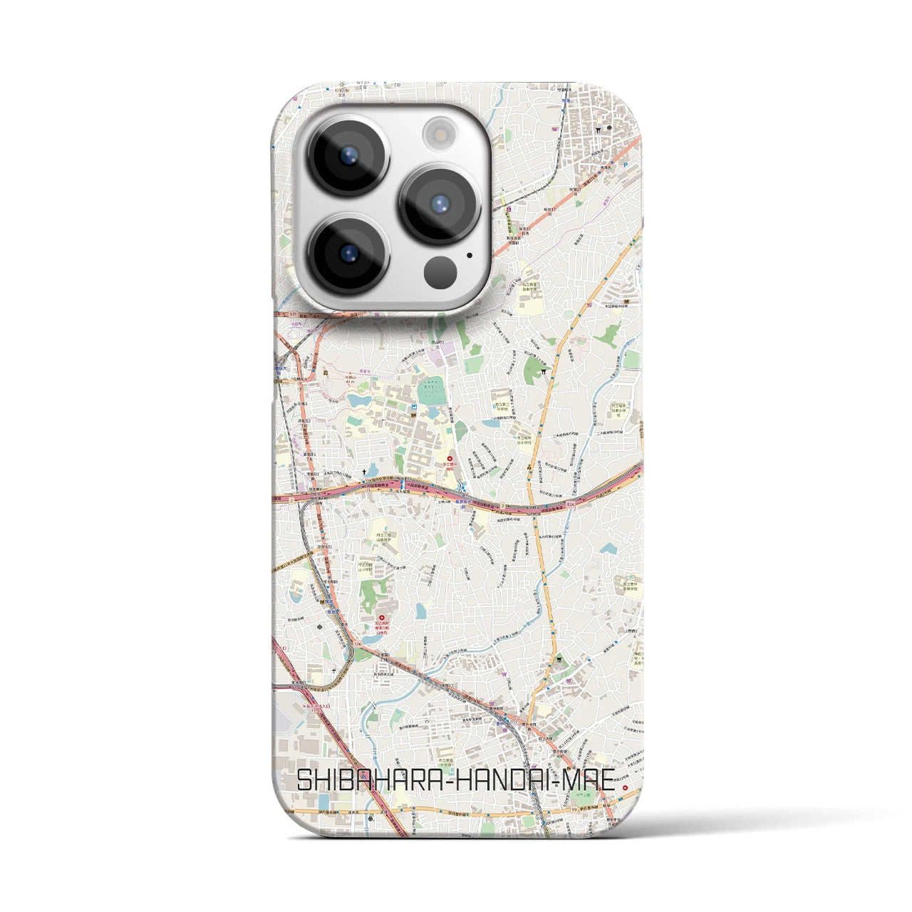 【柴原阪大前】地図柄iPhoneケース（バックカバータイプ・ナチュラル）iPhone 14 Pro 用