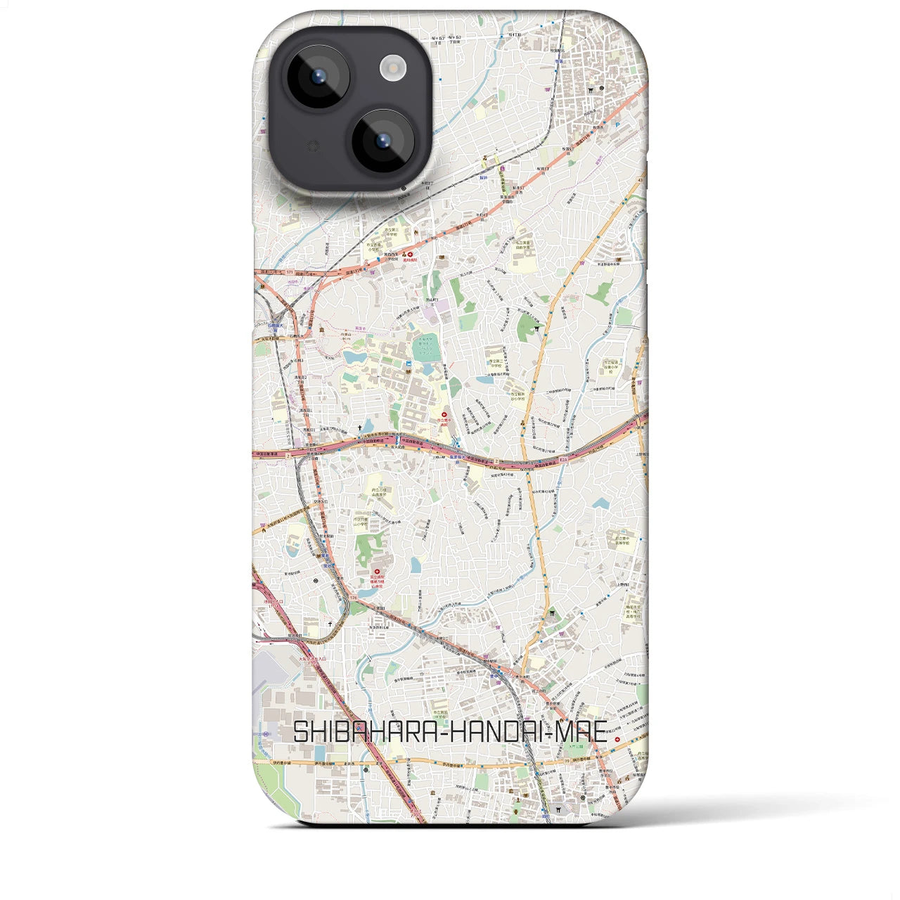 【柴原阪大前】地図柄iPhoneケース（バックカバータイプ・ナチュラル）iPhone 14 Plus 用